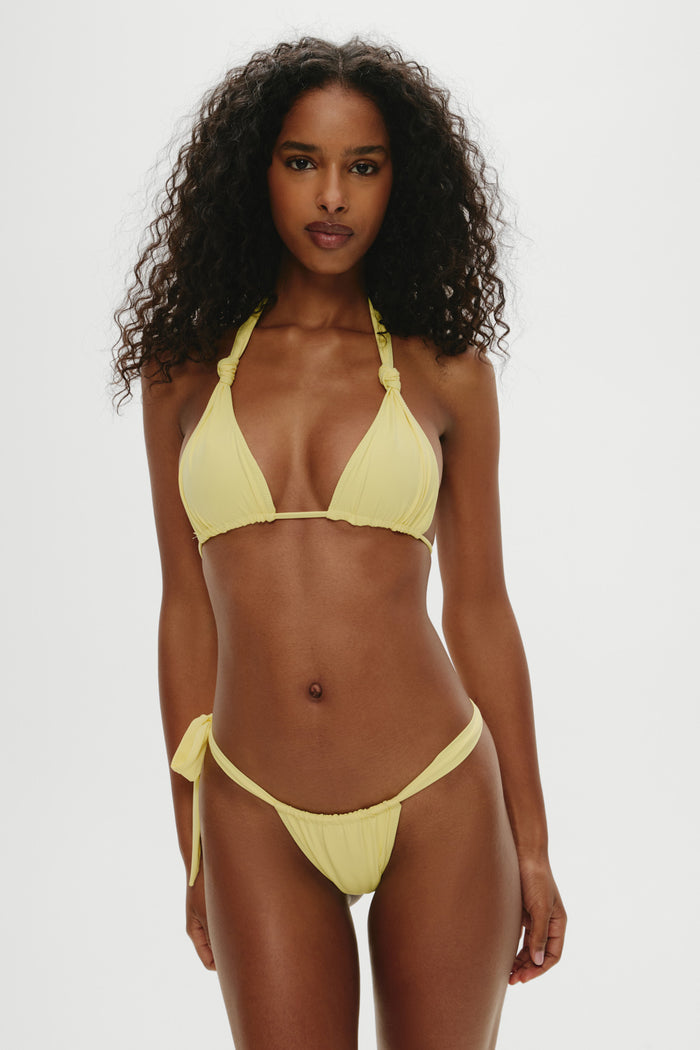 Kealy Triangle Halter Bikini Top - Yellow Iris
