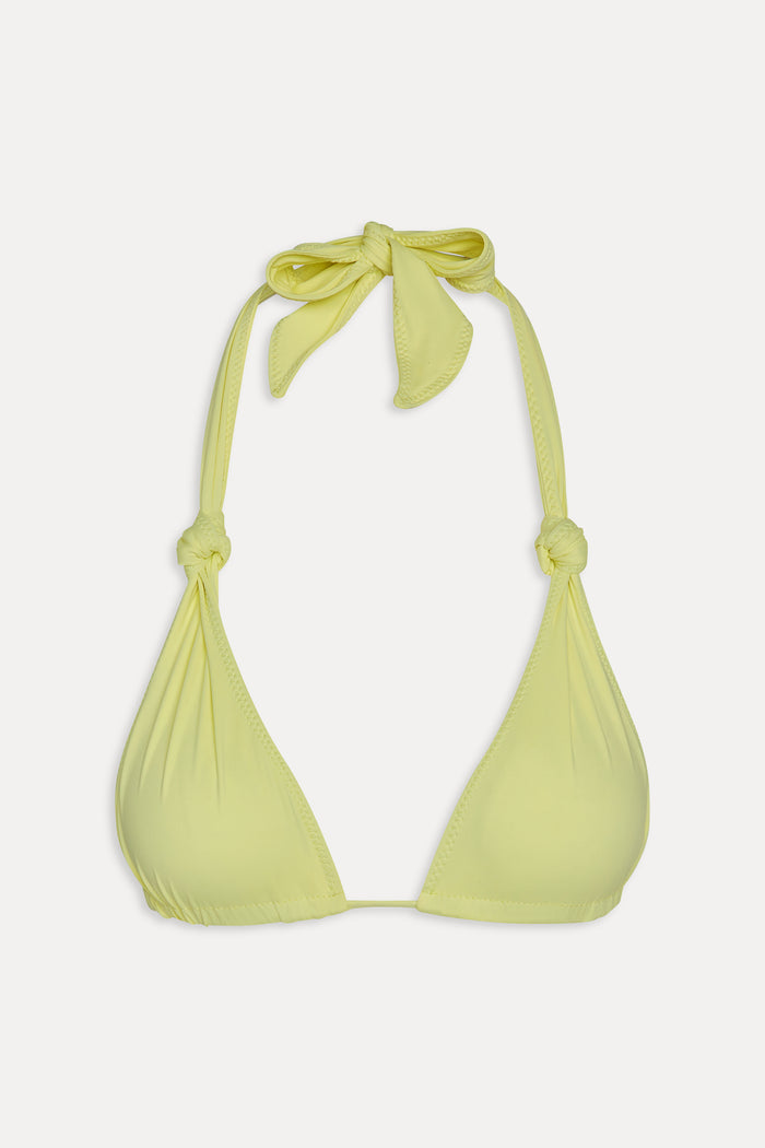 Kealy Triangle Halter Bikini Top - Yellow Mojito