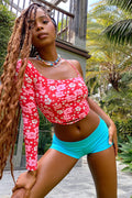 Keira Floral One Shoulder Bikini Top Coconut Girl