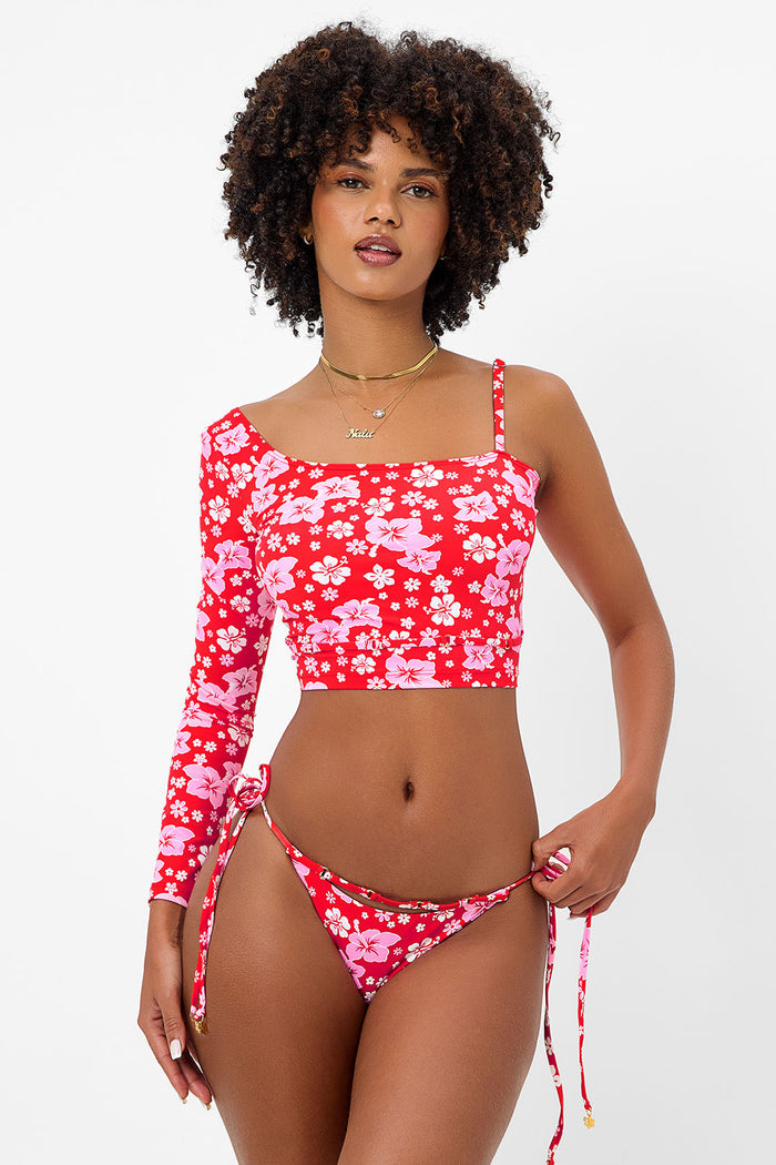 Keira Floral One Shoulder Bikini Top Coconut Girl