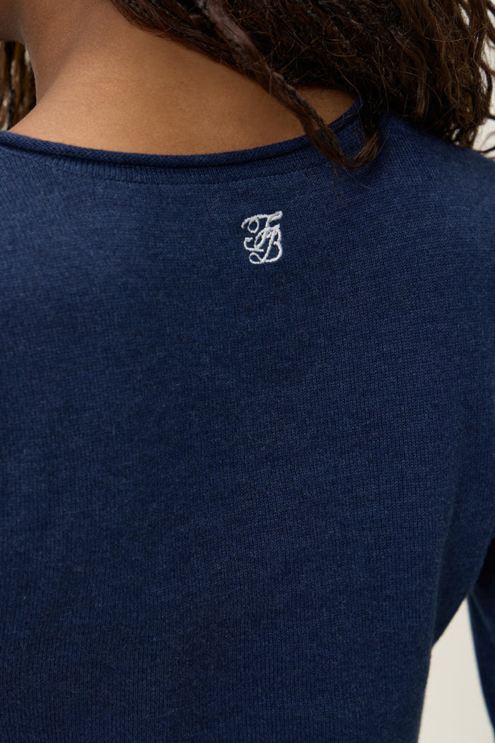 Kennedy Cotton Knit Sweater Deep Sea Blue