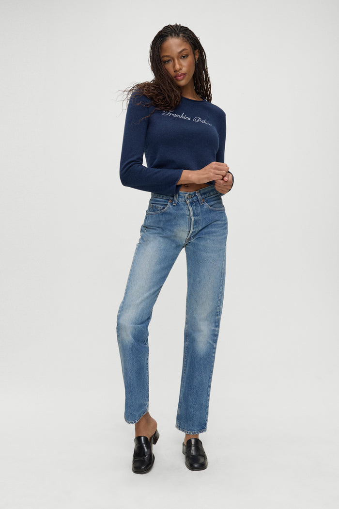 Kennedy Cotton Knit Sweater Deep Sea Blue
