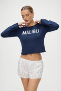 Kennedy Cotton Knit Sweater Malibu in Navy Blue