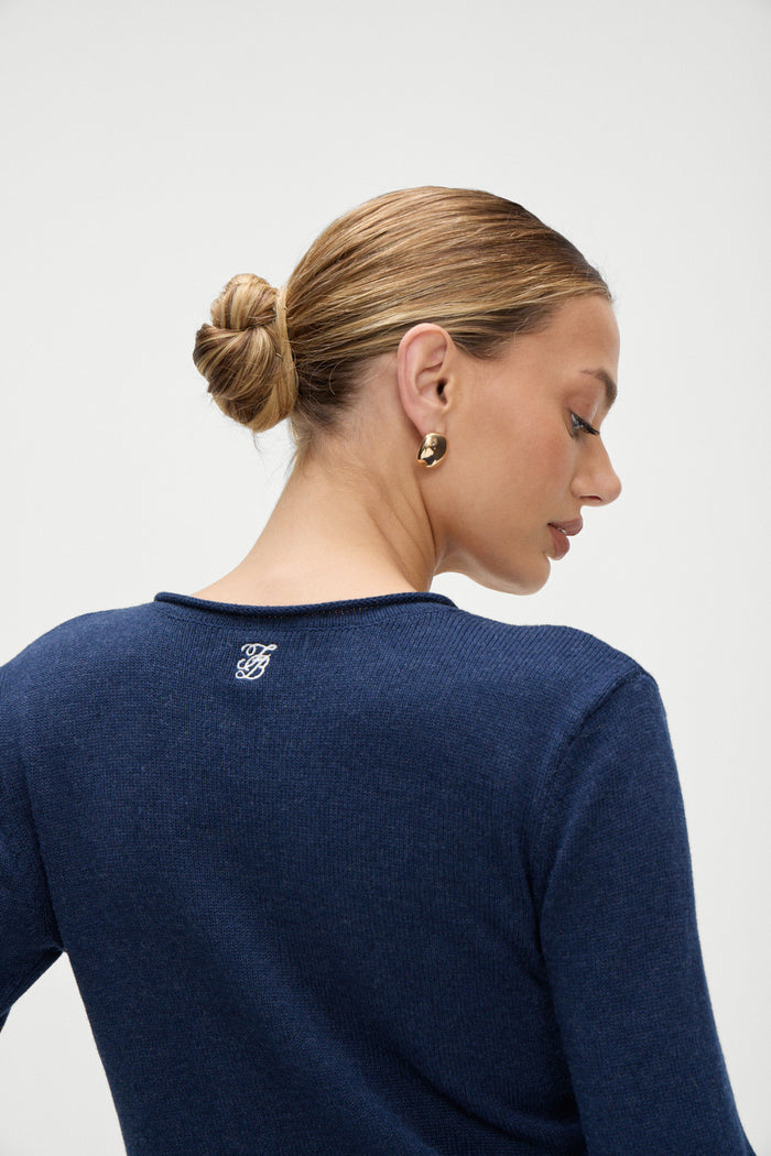 Kennedy Cotton Knit Sweater Malibu in Navy Blue