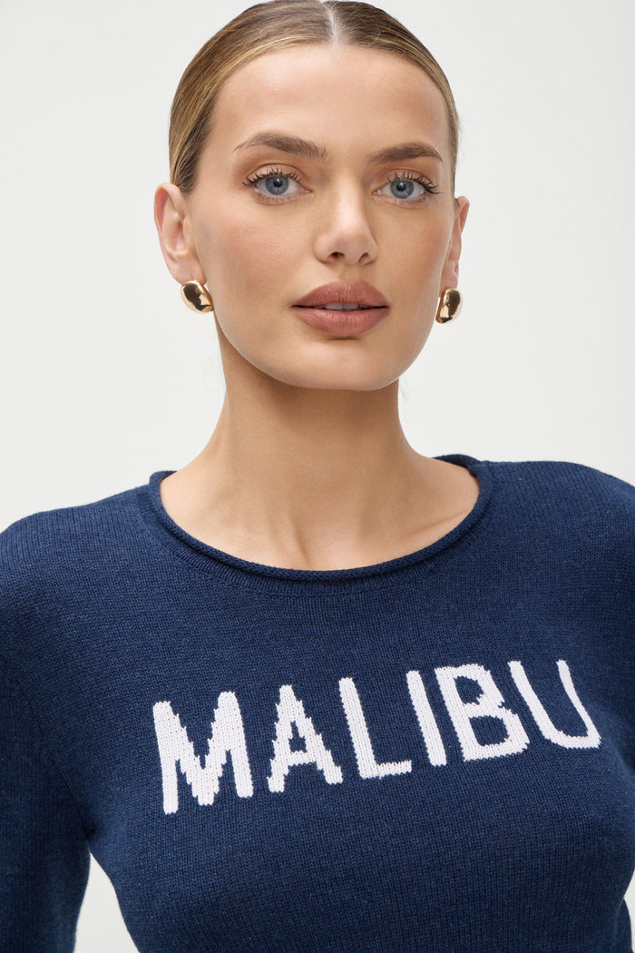 Kennedy Cotton Knit Sweater Malibu in Navy Blue
