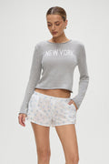 Kennedy Cotton Knit Sweater New York in Grey