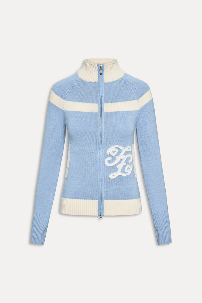 Kingston Cotton Knit Zip Up - Heavenly Blue