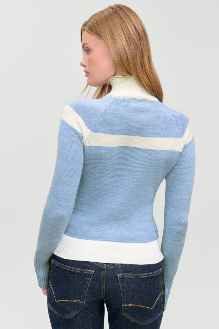 Kingston Cotton Knit Zip Up - Heavenly Blue