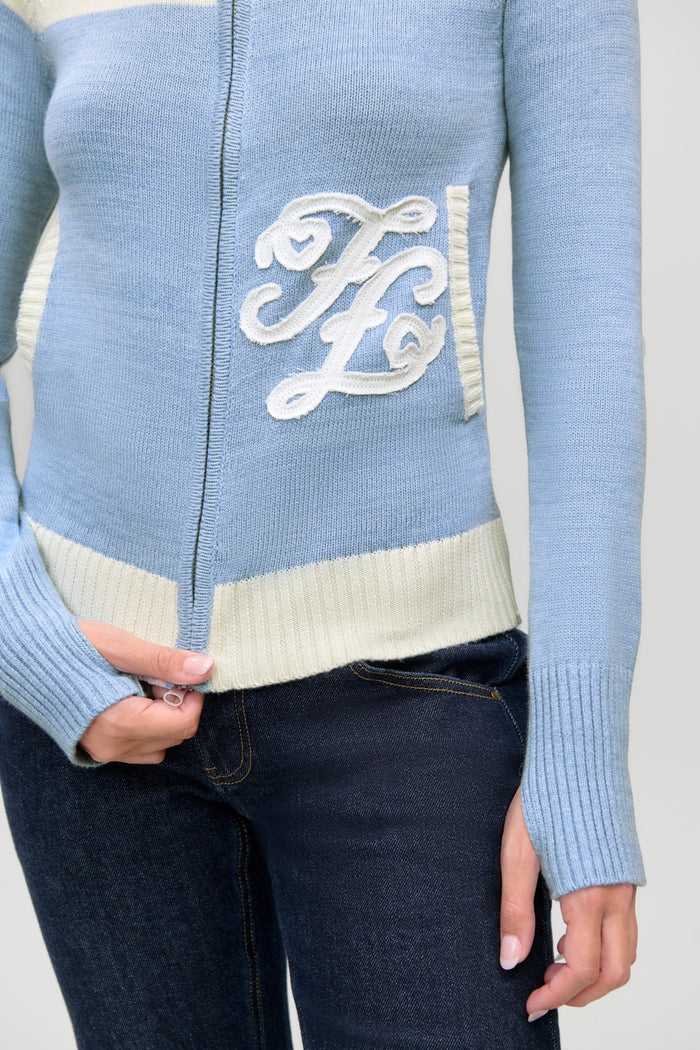 Kingston Cotton Knit Zip Up - Heavenly Blue