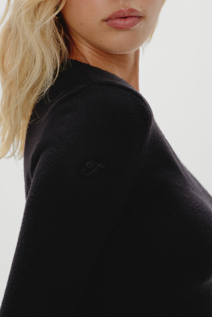 Kit V Neck Knit Sweater - Black