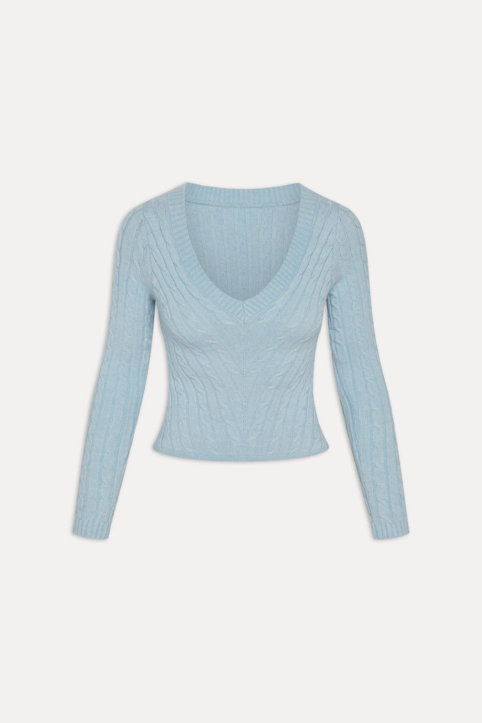 Kit V Neck Knit Sweater - Daydream