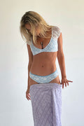 Lainey Floral Lace Crop Top Sky Blue