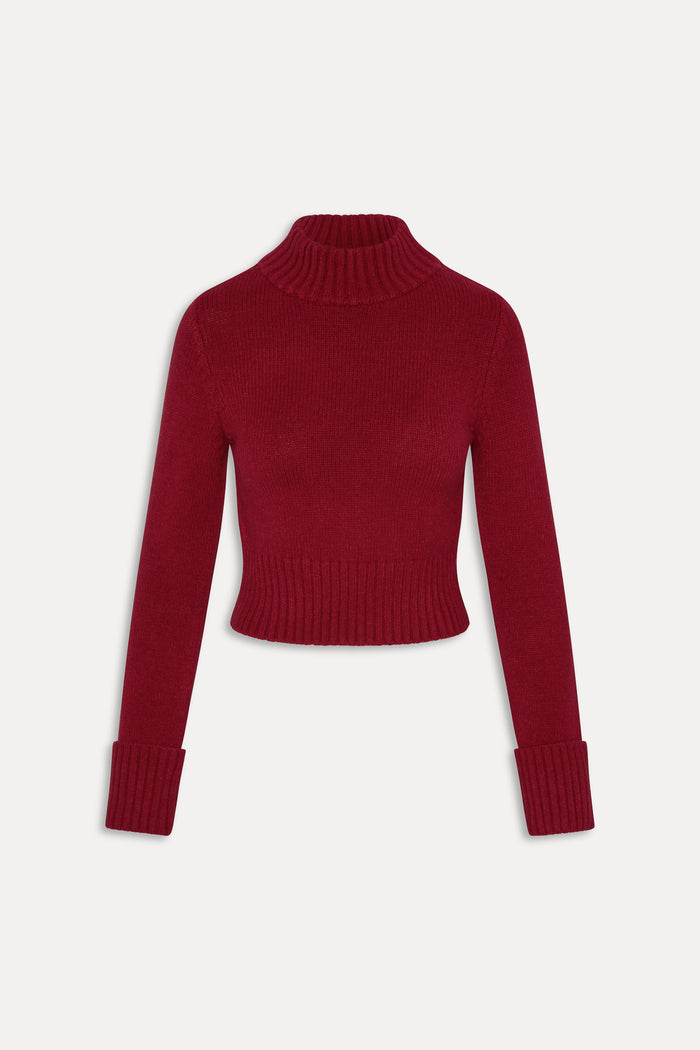 Laurel Knit Turtleneck Sweater - Rosewood