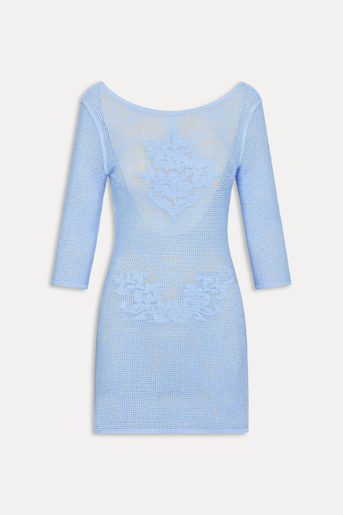 Le Jardin Crochet Mini Dress - Blue Jay
