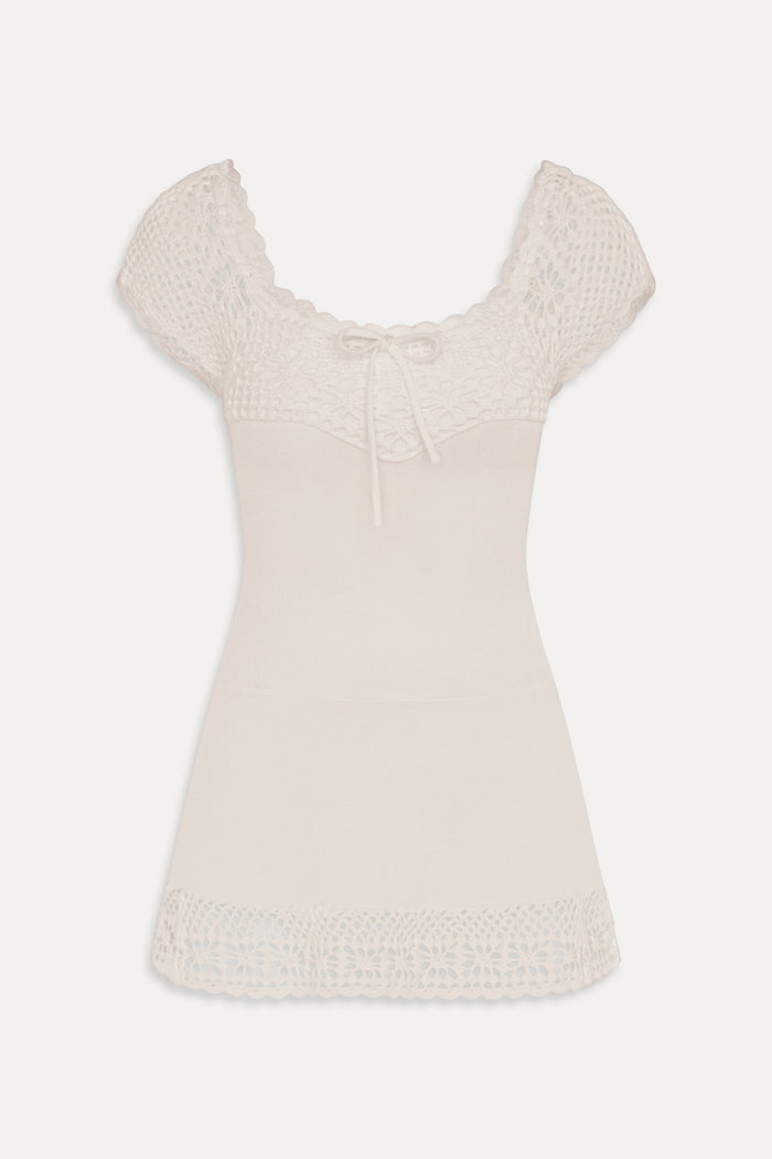 Lover Crochet Knit Mini Dress - White