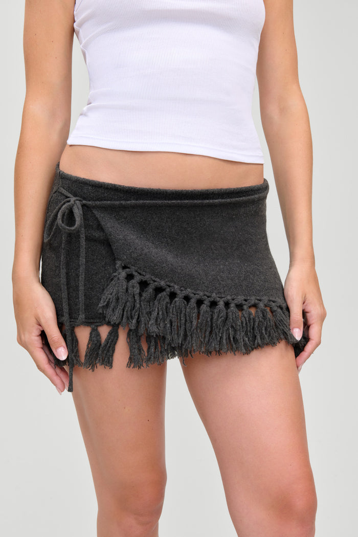 Luca Wrap Knit Mini Skirt - Winter Skies