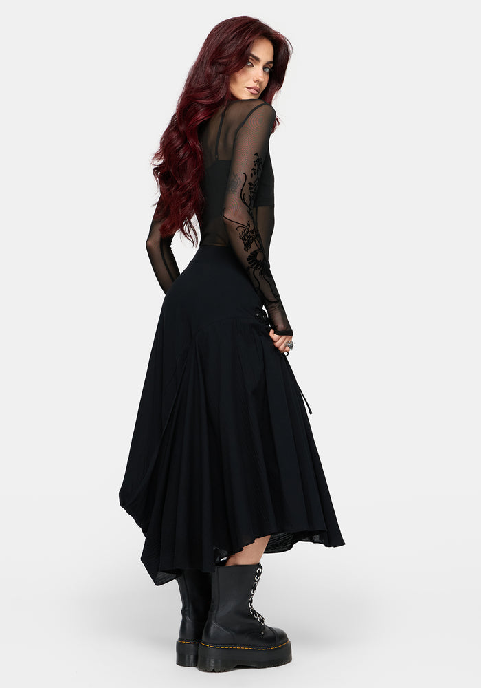Lucette Eyelet Lace Up Midi Skirt