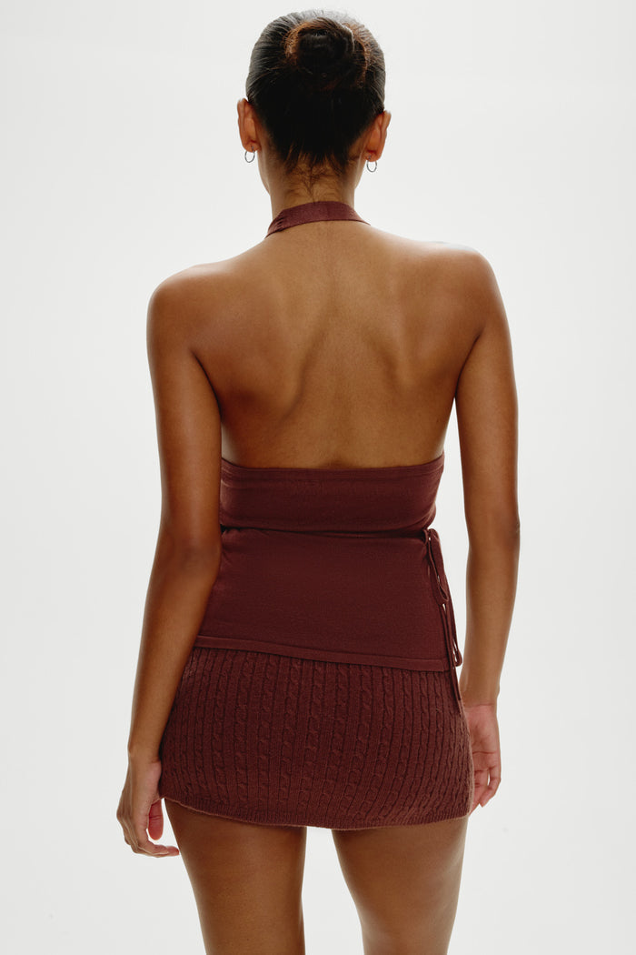 Lullaby Halter Wrap Top - Brown Sugar