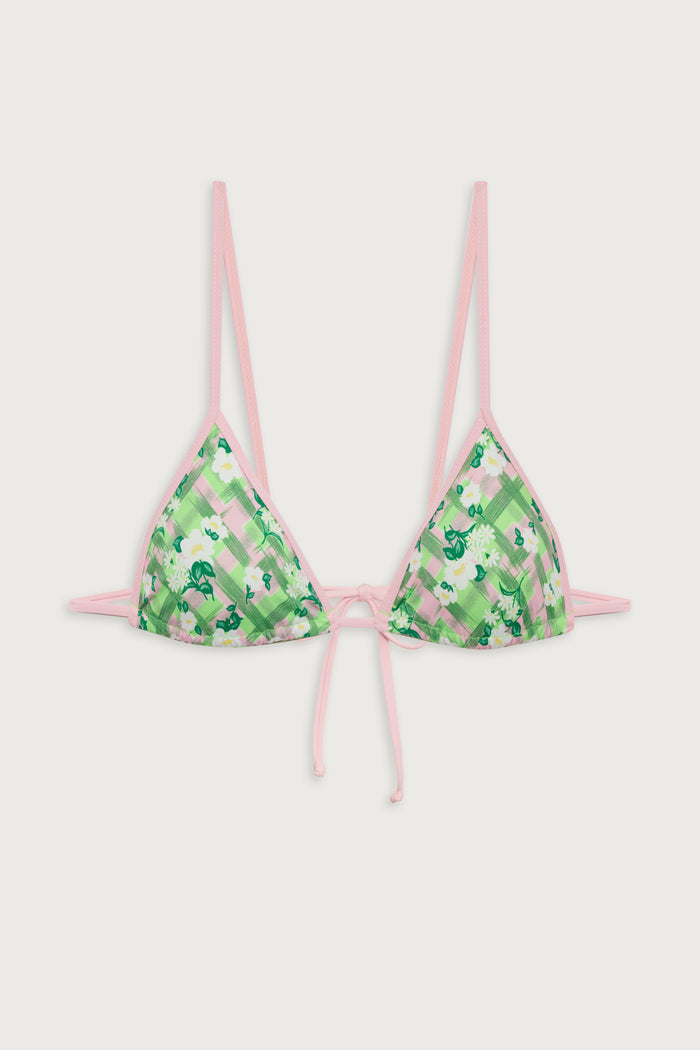 Lumia plaid triangle bikini top baby daisy