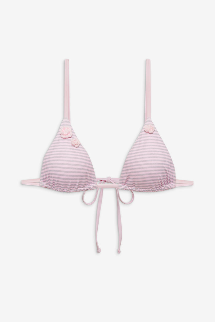 Lumia Triangle Bikini Top Rosewater Stripe
