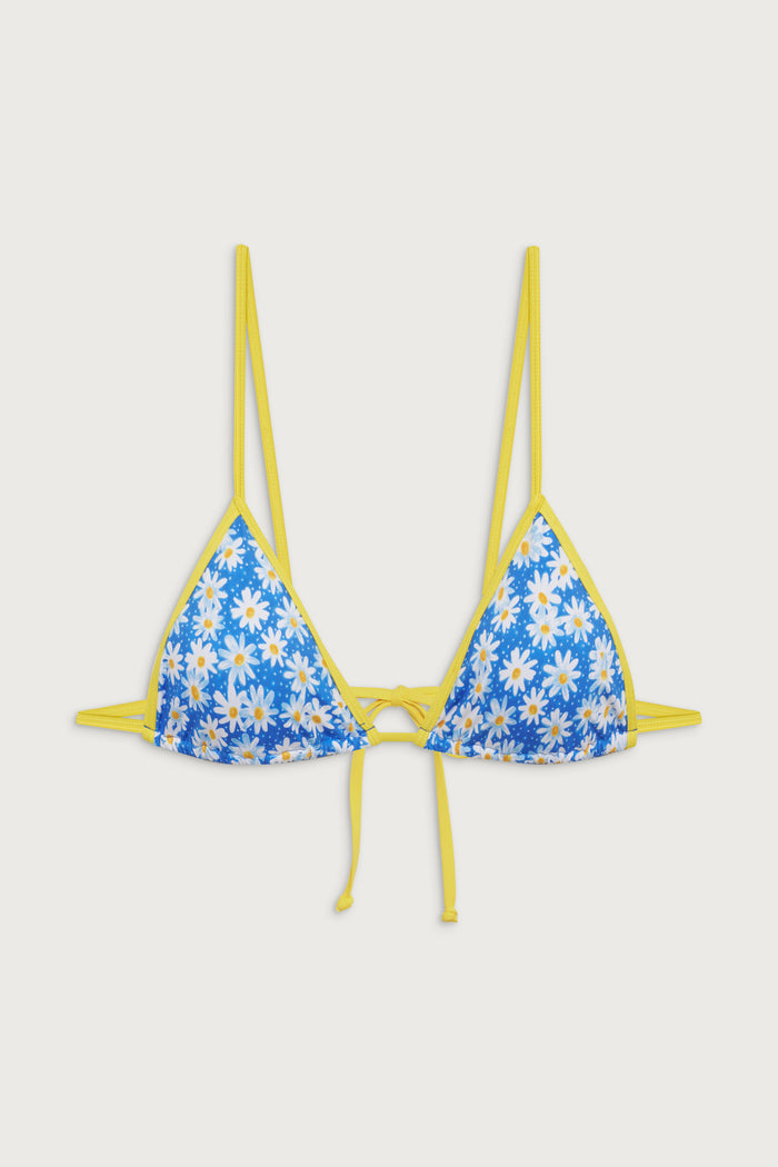 Lumia Triangle Bralette Bikini Top - Blue Daisy