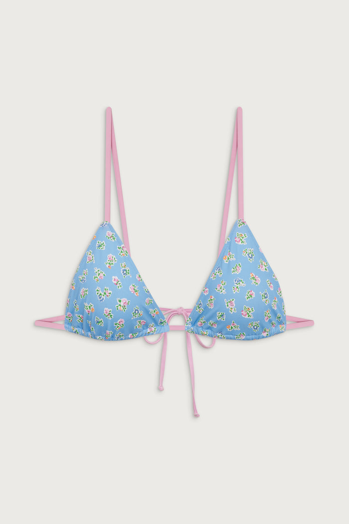 Lumia triangle floral bikini top blue hawaii