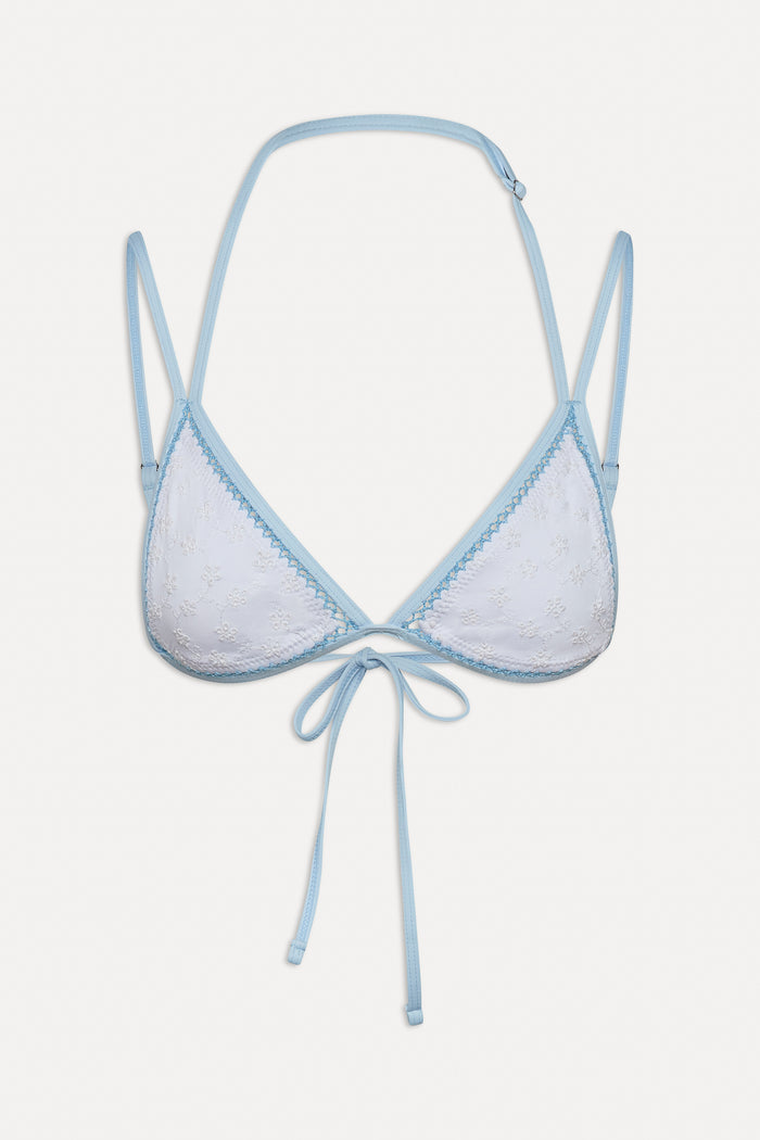 Luna Eyelet Bikini Top Spring Cloud