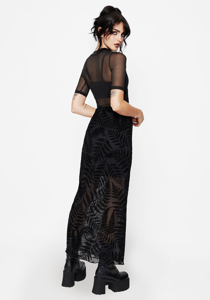 Lunafern Mesh Fern Leaf Midaxi Skirt