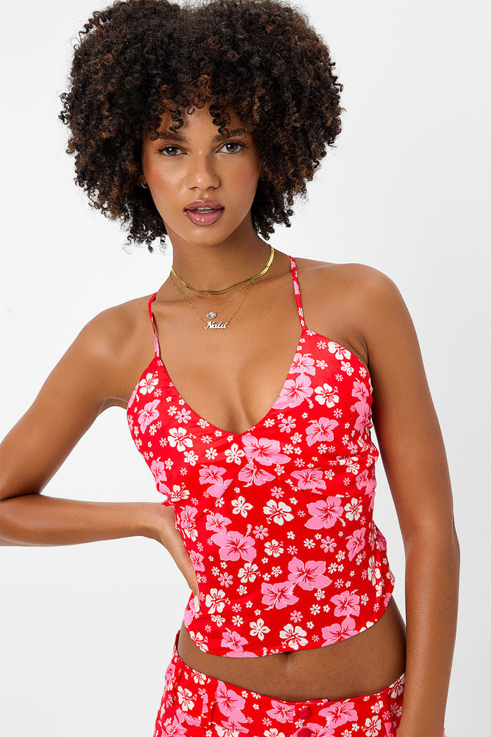 Macey Satin Coconut Girl Halter Top