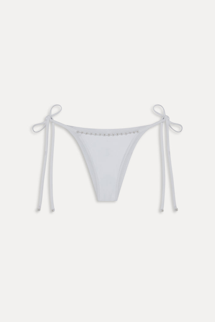 Mackenzie Beaded Cheeky Bikini Bottom - Optic White