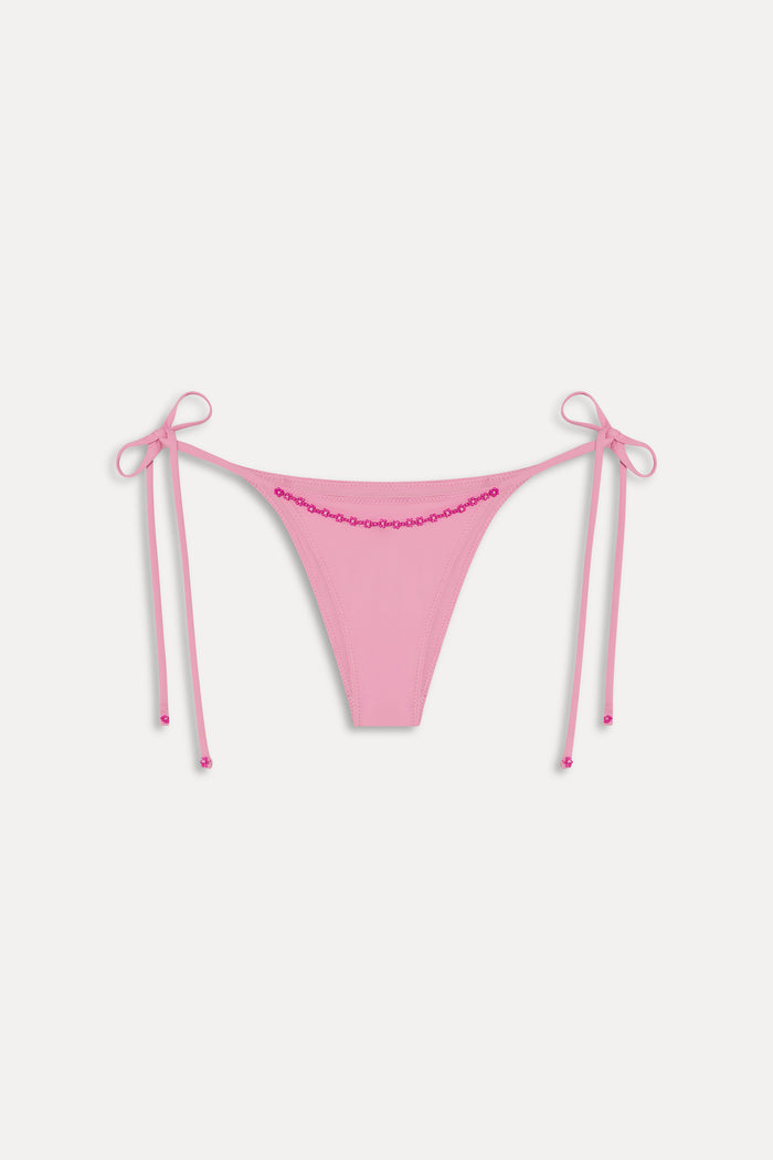 Mackenzie Cheeky Beaded Bikini Bottom - Pastel Pink