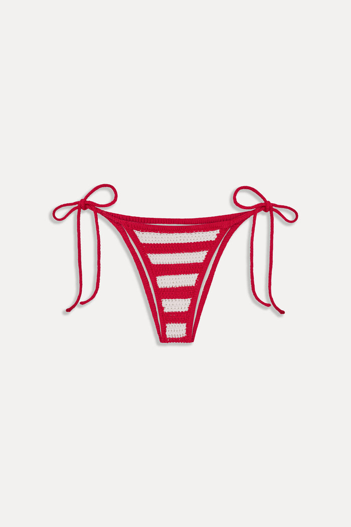 Mackenzie Cheeky Crochet Bikini Bottom - Red Ribbon