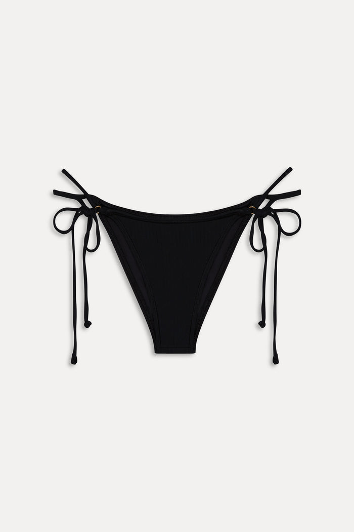 Mackenzie Cheeky Ribbed Bikini Bottom - Black