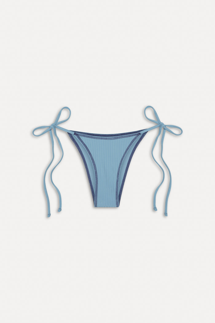 Mackenzie Cheeky String Bikini Bottom - Blue Vanilla
