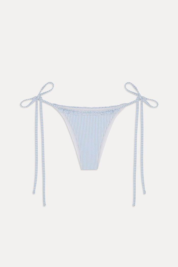 Mackenzie Ruffle String Bikini Bottom - Saltwater Stripe