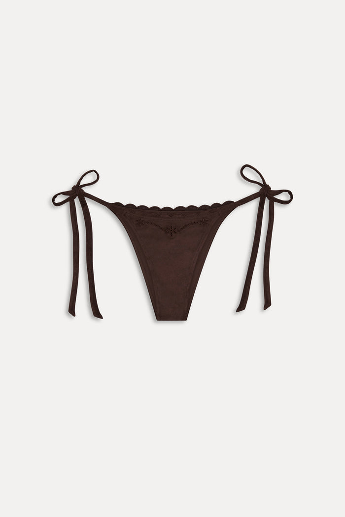 Mackenzie Suede String Bikini Bottom - Desert Suede