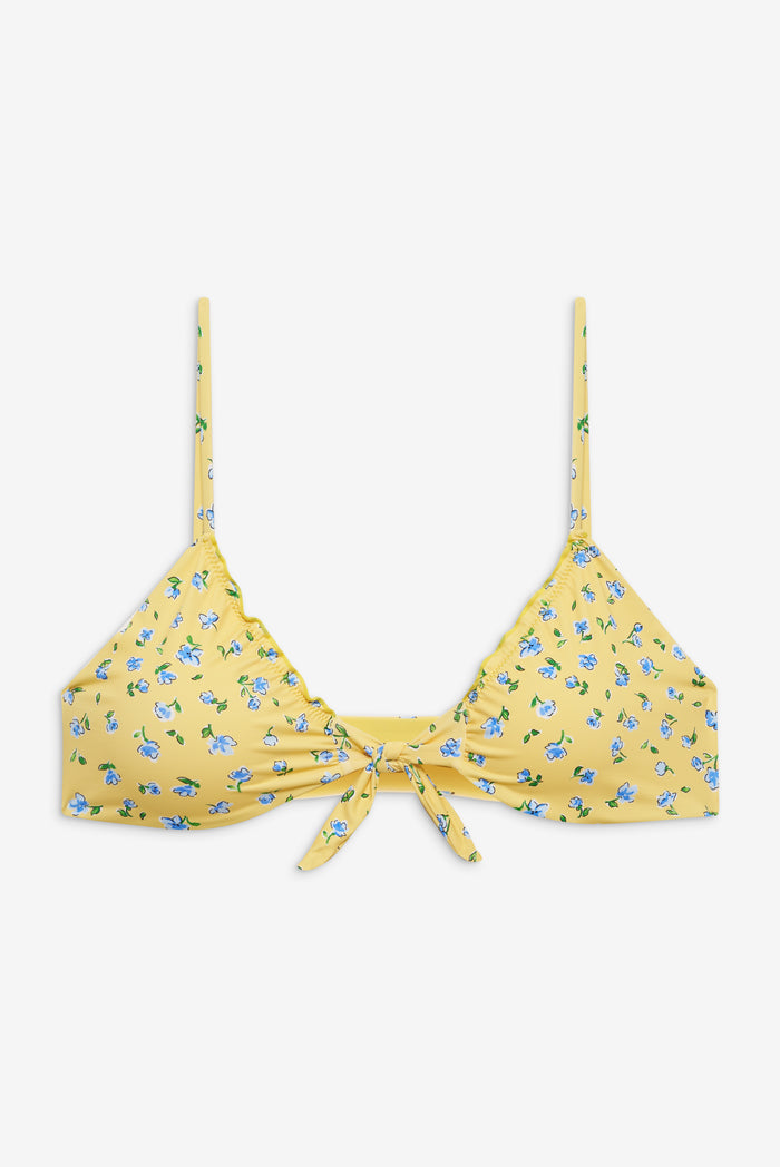 Maison Floral Skimpy Bikini Top Sky Blossom Yellow Floral