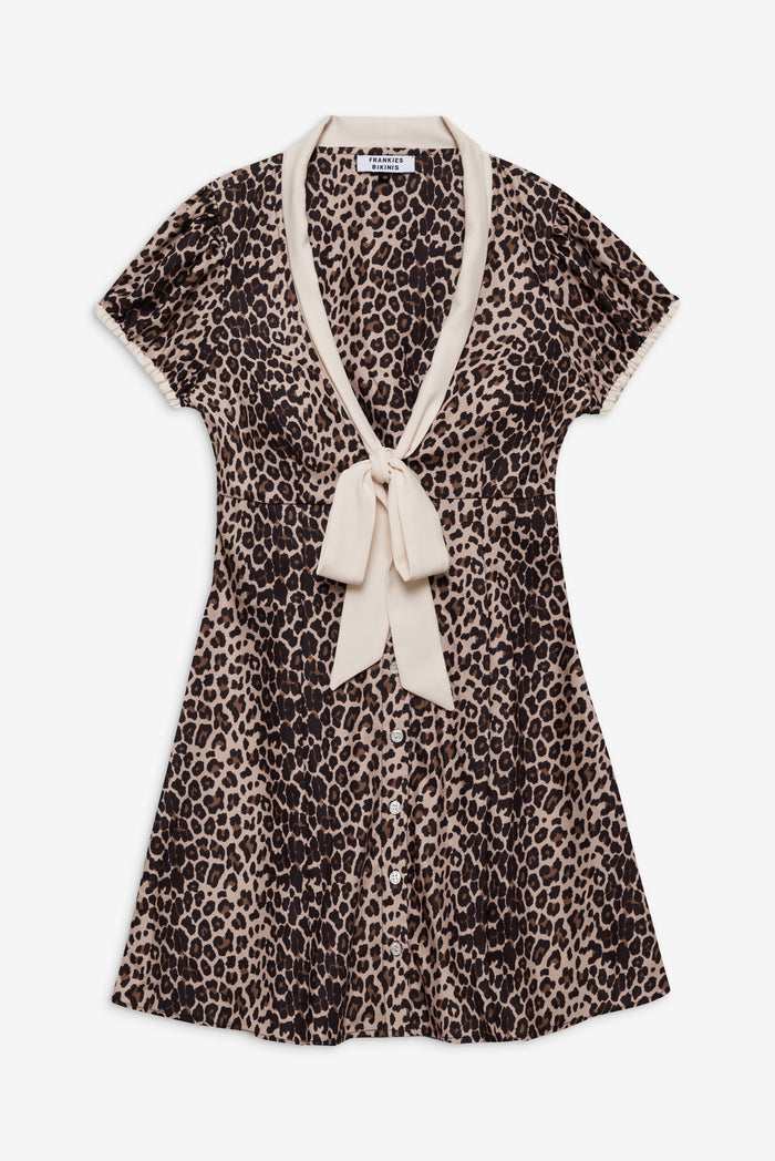 Manhattan Button Up Mini Dress in Cheetah Print