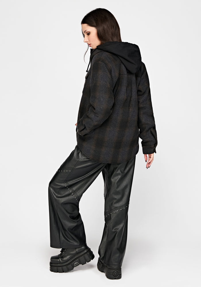 Marceline Hooded Pocket Check Shacket