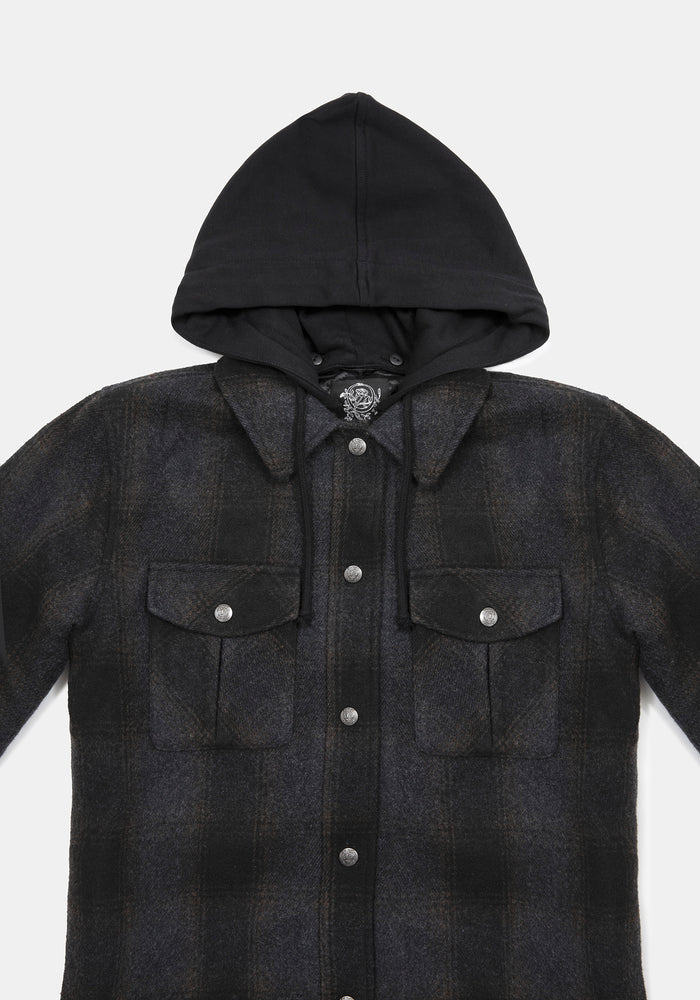 Marceline Hooded Pocket Check Shacket