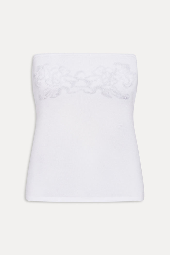 Margot Knit Tube Top - White Hibiscus