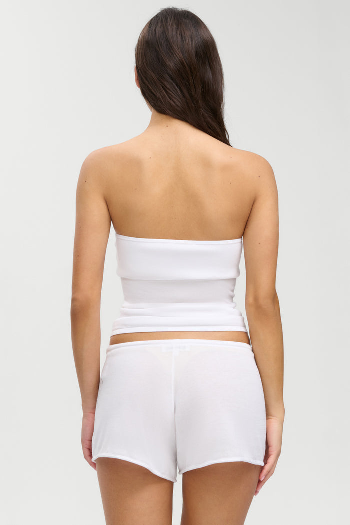 Margot Knit Tube Top - White Hibiscus