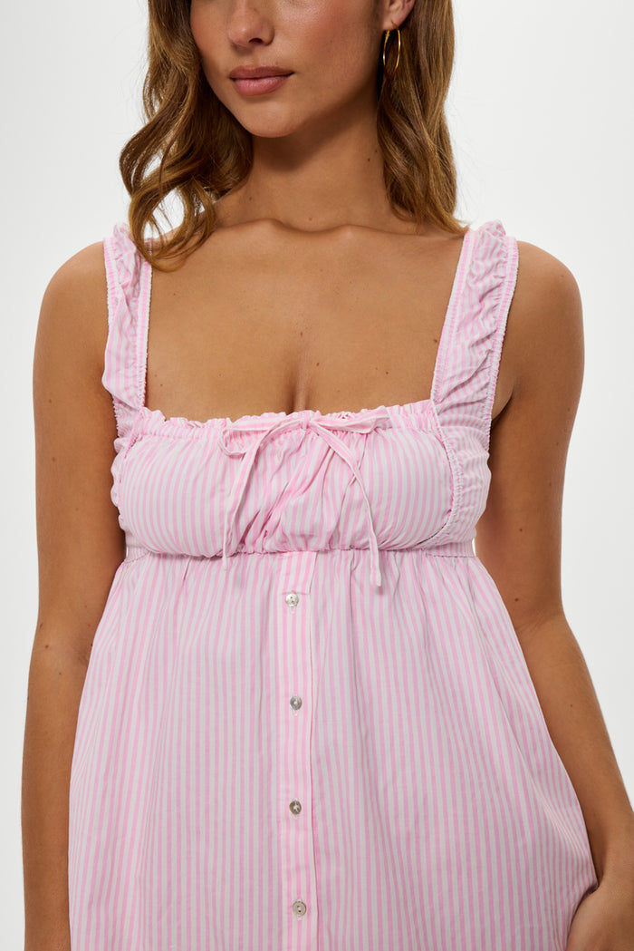 Marilyn Babydoll Dress - Pink Stripe