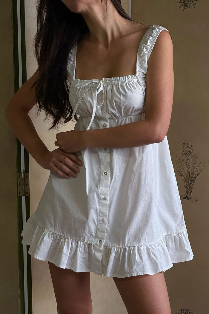 Marilyn Poplin Mini Dress in White
