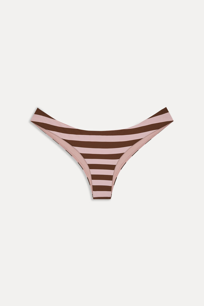 Marina Cheeky Striped Bikini Bottom - Strawberry Chocolate