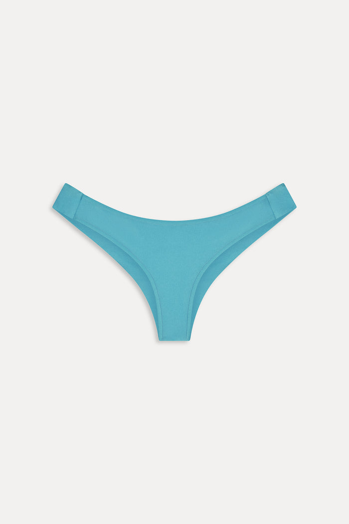 Marina Satin Cheeky Bikini Bottom - Cyan Shine