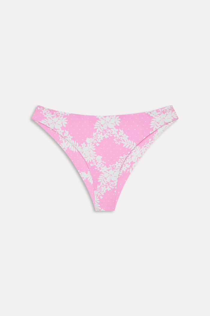 Marina Satin Cheeky Bikini Bottom - Tropical Pink Polka Dot