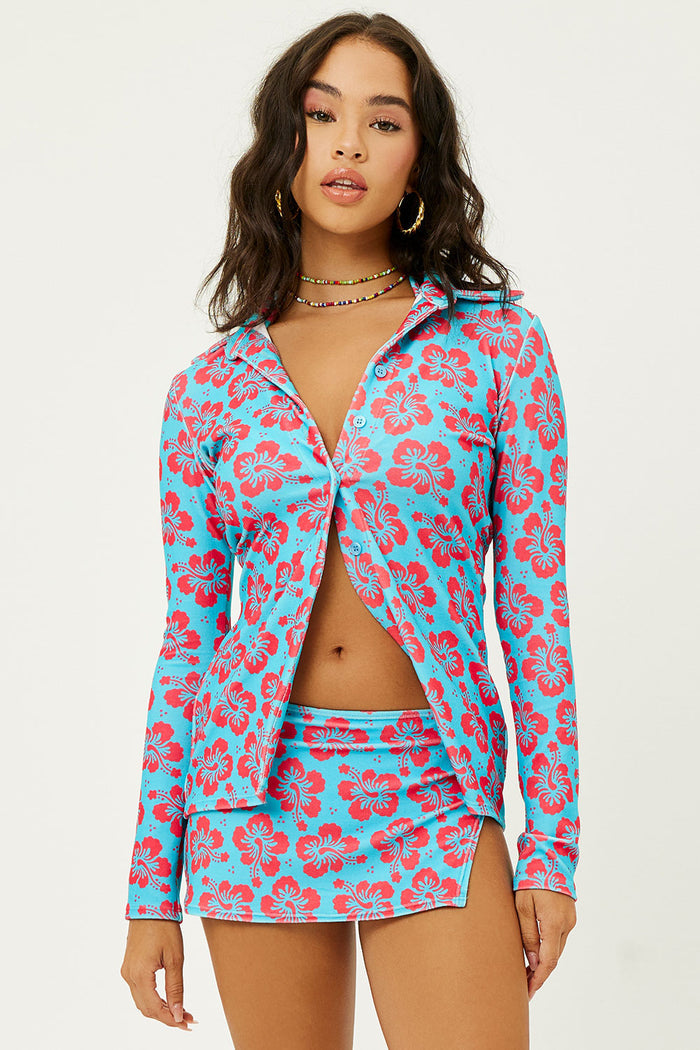 Marty Blue Magic Terry Floral Full Coverage Bikini Bottom