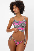 Meg Shine Tankini Bikini Top Black Morrison Hibiscus