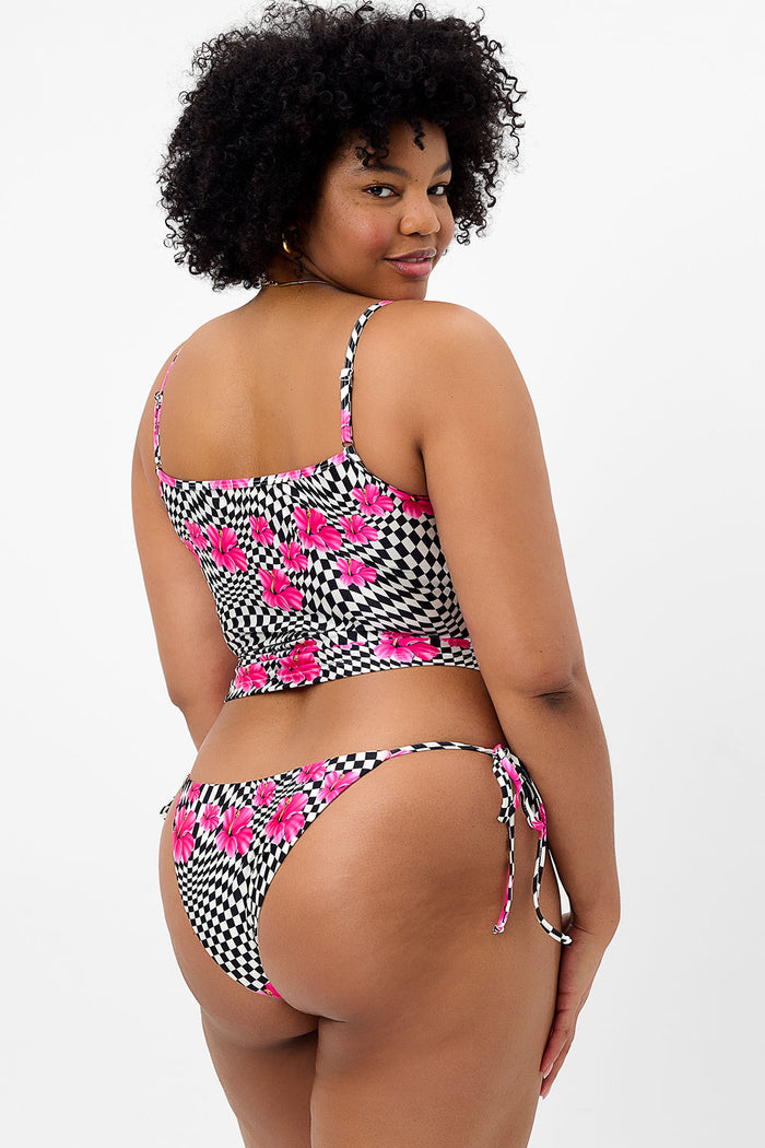 Meg Shine Tankini Bikini Top Black Morrison Hibiscus